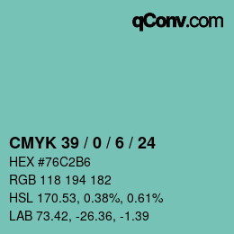 Color code: CMYK 39 / 0 / 6 / 24 | qconv.com