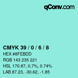 颜色代码: CMYK 39 / 0 / 6 / 8 | qconv.com