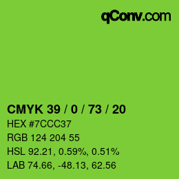 Código de color: CMYK 39 / 0 / 73 / 20 | qconv.com