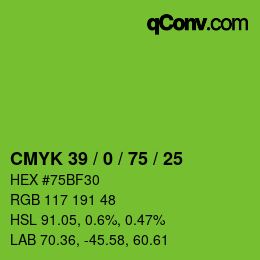 Color code: CMYK 39 / 0 / 75 / 25 | qconv.com