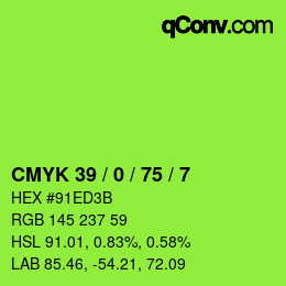 颜色代码: CMYK 39 / 0 / 75 / 7 | qconv.com
