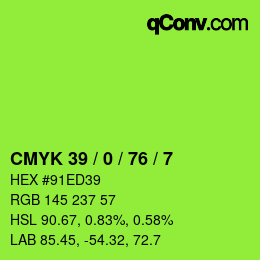 Farbcode: CMYK 39 / 0 / 76 / 7 | qconv.com