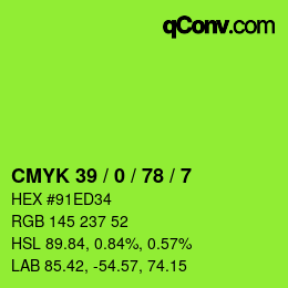 颜色代码: CMYK 39 / 0 / 78 / 7 | qconv.com