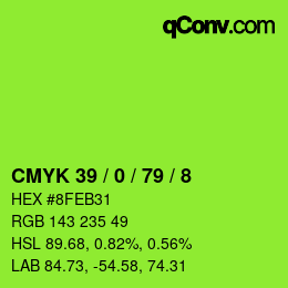 カラーコード: CMYK 39 / 0 / 79 / 8 | qconv.com