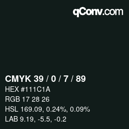 Color code: CMYK 39 / 0 / 7 / 89 | qconv.com