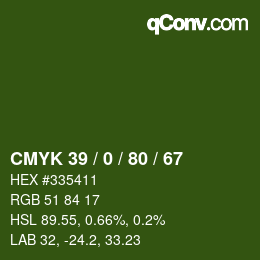 颜色代码: CMYK 39 / 0 / 80 / 67 | qconv.com