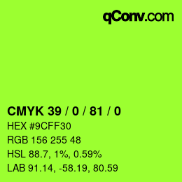 颜色代码: CMYK 39 / 0 / 81 / 0 | qconv.com