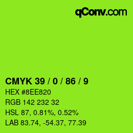 カラーコード: CMYK 39 / 0 / 86 / 9 | qconv.com