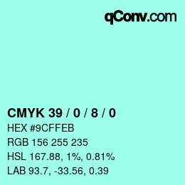 カラーコード: CMYK 39 / 0 / 8 / 0 | qconv.com