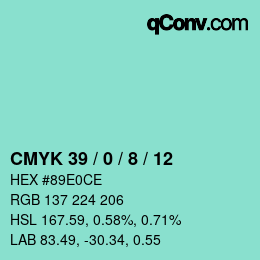 Color code: CMYK 39 / 0 / 8 / 12 | qconv.com