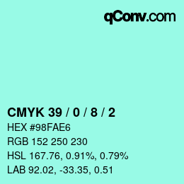 カラーコード: CMYK 39 / 0 / 8 / 2 | qconv.com