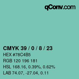 カラーコード: CMYK 39 / 0 / 8 / 23 | qconv.com