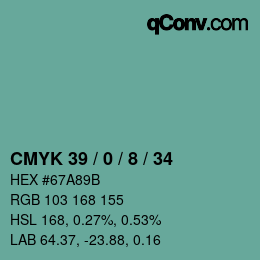 Color code: CMYK 39 / 0 / 8 / 34 | qconv.com