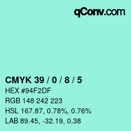 Farbcode: CMYK 39 / 0 / 8 / 5 | qconv.com