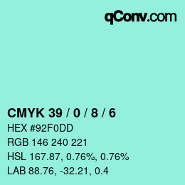 Color code: CMYK 39 / 0 / 8 / 6 | qconv.com