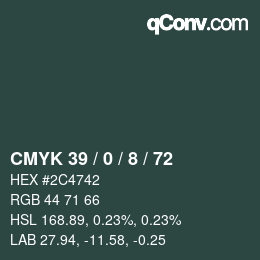 Color code: CMYK 39 / 0 / 8 / 72 | qconv.com