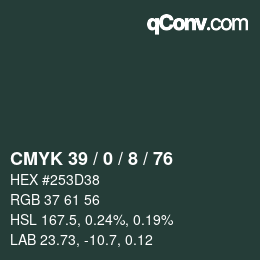 Color code: CMYK 39 / 0 / 8 / 76 | qconv.com