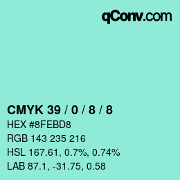 Farbcode: CMYK 39 / 0 / 8 / 8 | qconv.com