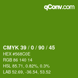 颜色代码: CMYK 39 / 0 / 90 / 45 | qconv.com