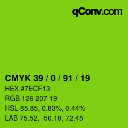 Código de color: CMYK 39 / 0 / 91 / 19 | qconv.com
