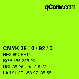 カラーコード: CMYK 39 / 0 / 92 / 0 | qconv.com