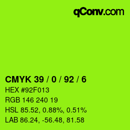 颜色代码: CMYK 39 / 0 / 92 / 6 | qconv.com