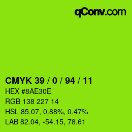 颜色代码: CMYK 39 / 0 / 94 / 11 | qconv.com