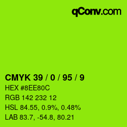 颜色代码: CMYK 39 / 0 / 95 / 9 | qconv.com