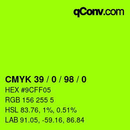 カラーコード: CMYK 39 / 0 / 98 / 0 | qconv.com