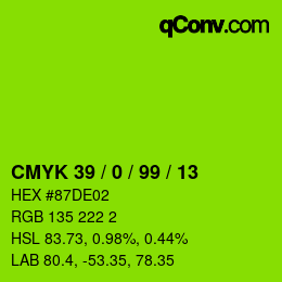 Color code: CMYK 39 / 0 / 99 / 13 | qconv.com