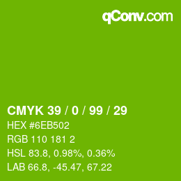 カラーコード: CMYK 39 / 0 / 99 / 29 | qconv.com