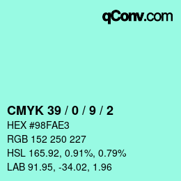Color code: CMYK 39 / 0 / 9 / 2 | qconv.com