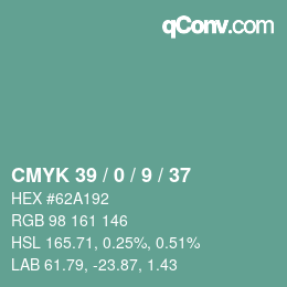 Color code: CMYK 39 / 0 / 9 / 37 | qconv.com