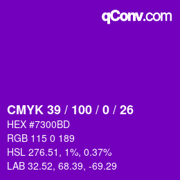 Color code: CMYK 39 / 100 / 0 / 26 | qconv.com