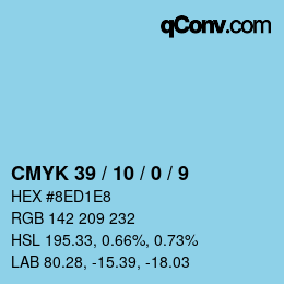颜色代码: CMYK 39 / 10 / 0 / 9 | qconv.com