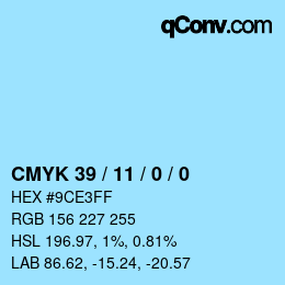 カラーコード: CMYK 39 / 11 / 0 / 0 | qconv.com