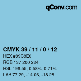 カラーコード: CMYK 39 / 11 / 0 / 12 | qconv.com