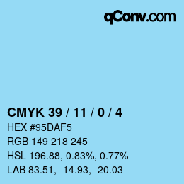 カラーコード: CMYK 39 / 11 / 0 / 4 | qconv.com