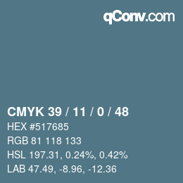 Código de color: CMYK 39 / 11 / 0 / 48 | qconv.com
