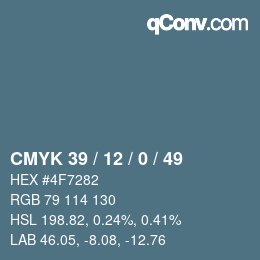 カラーコード: CMYK 39 / 12 / 0 / 49 | qconv.com