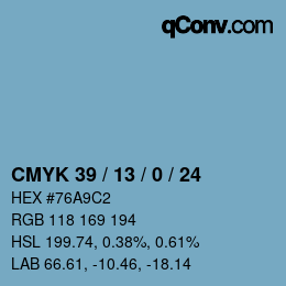 颜色代码: CMYK 39 / 13 / 0 / 24 | qconv.com