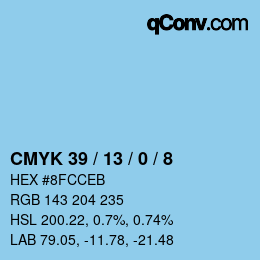 カラーコード: CMYK 39 / 13 / 0 / 8 | qconv.com