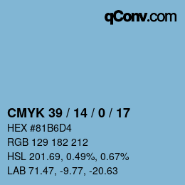 カラーコード: CMYK 39 / 14 / 0 / 17 | qconv.com