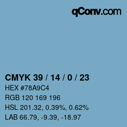 カラーコード: CMYK 39 / 14 / 0 / 23 | qconv.com