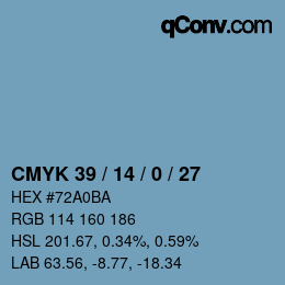 颜色代码: CMYK 39 / 14 / 0 / 27 | qconv.com