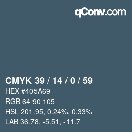 カラーコード: CMYK 39 / 14 / 0 / 59 | qconv.com