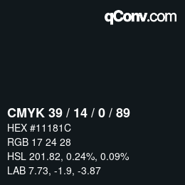 Color code: CMYK 39 / 14 / 0 / 89 | qconv.com