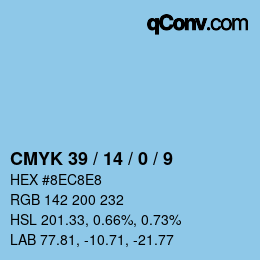 カラーコード: CMYK 39 / 14 / 0 / 9 | qconv.com