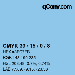Farbcode: CMYK 39 / 15 / 0 / 8 | qconv.com