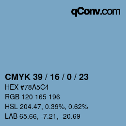 カラーコード: CMYK 39 / 16 / 0 / 23 | qconv.com
